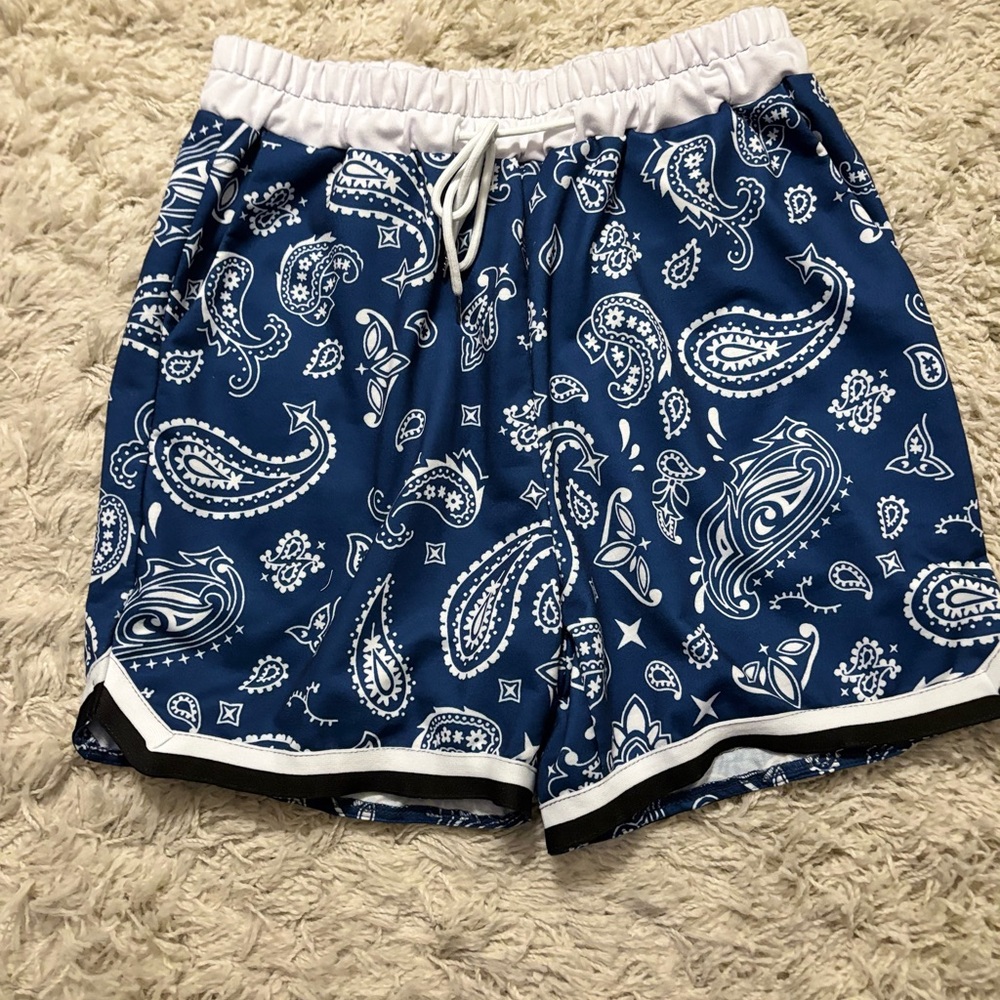 Men’s Blue Paisley Print Shorts Size M